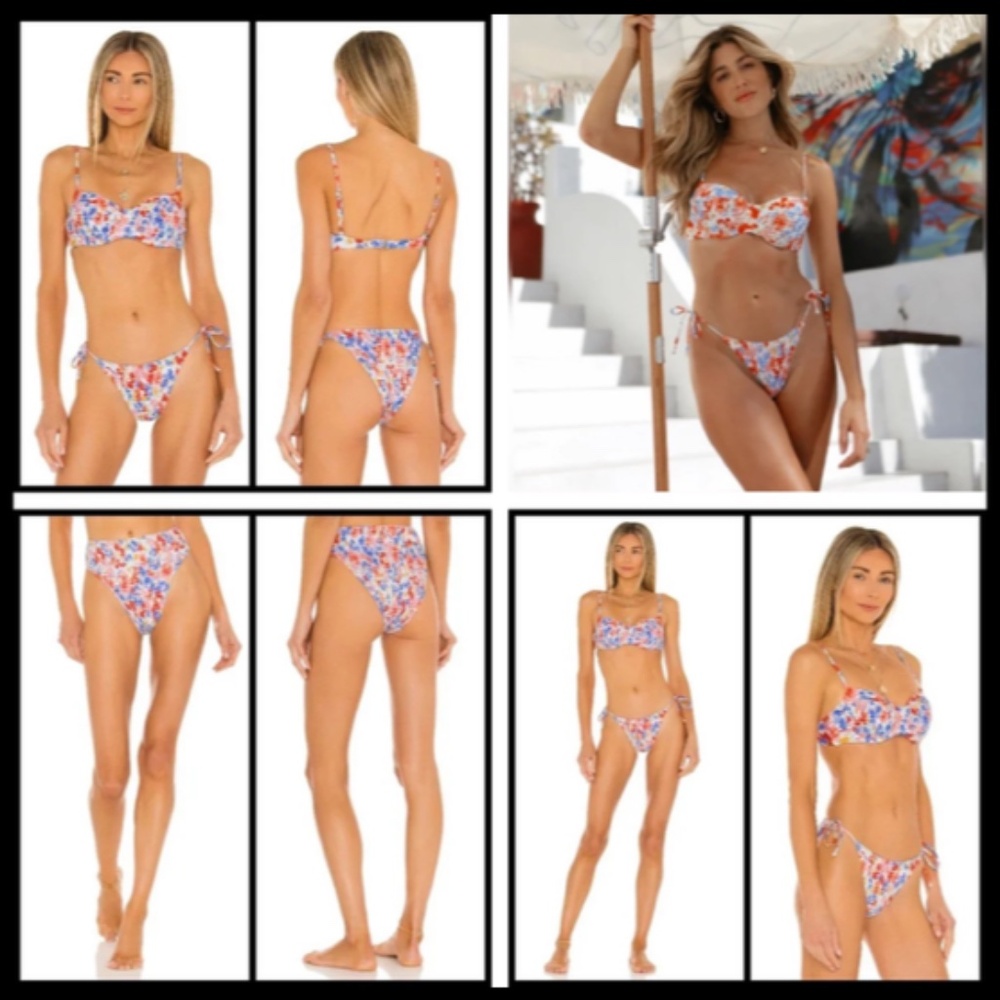 L*Space 3pc Bikini Set Marley Top Aubree & Barlette Bottoms Forever Flowers Sz S